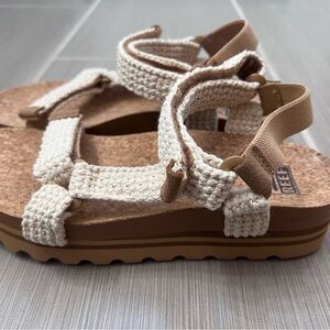 Reef Cream and Brown Crochet Sandals
